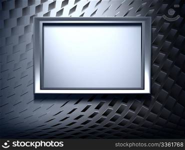 3d blank metal frame on abstract background