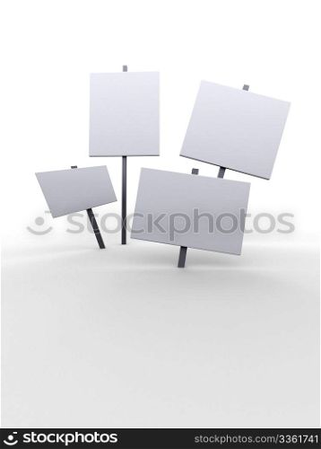3d blank notices on a white background