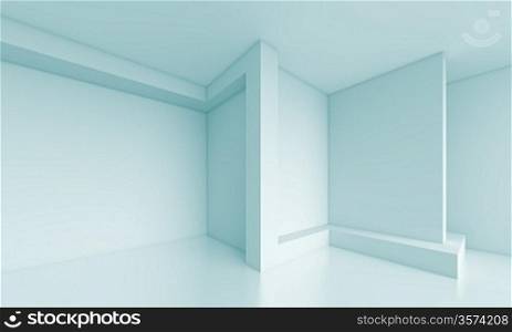 3d Blue Abstract Minimal Interior