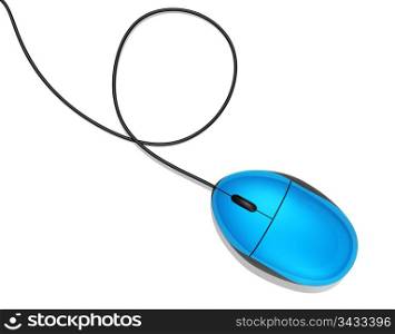 3D blue computer mouse isolated on white. blue computer mouse