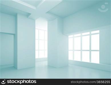 3d Blue Empty Room Concept