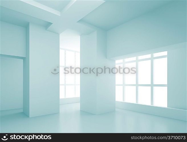 3d Blue Empty Room Concept