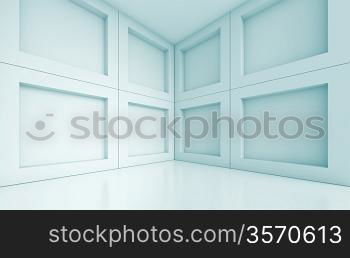 3d Blue Empty Room Interior