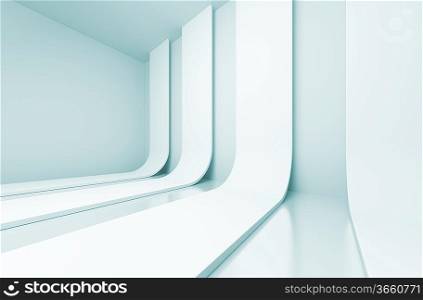 3d Blue Futuristic Interior Concept