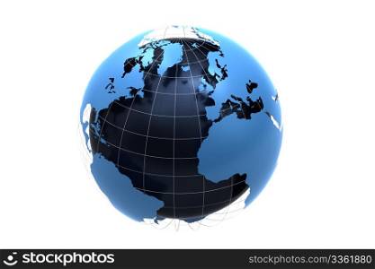 3d blue globe isolated on white background