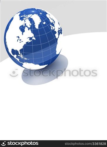3d blue globe on white background