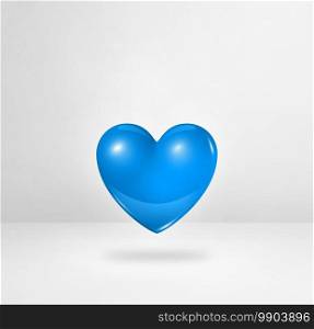3D blue heart isolated on a white studio background. 3D illustration. 3D blue heart on a white studio background