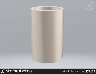 3d brown cylinder isolated on gray background. cylinder sign.