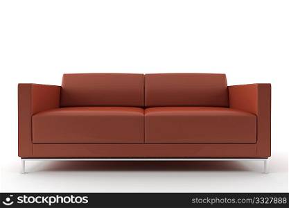 3d brown sofa isolated on white background
