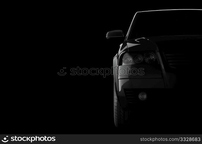 3d car silhouette on black background