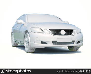 3d Car White Icon, 3d Car Blank Template, 3d White Car Icon with Shadow, Business Sedan Car on White Background, Automobile Isolated, Automobile Service Sign, Auto Body, Automobile Industry