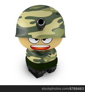 3D Cartoon character. Tank soldier. Isolated on white background with clipping path.