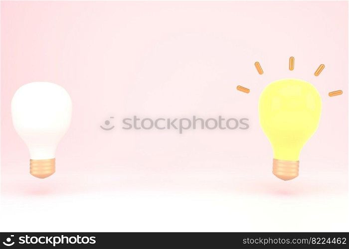 3d cartoon style minimal light bulb icon. Idea, solution, business, strategy concept. Solution and business idea. Thinking, invention symbol. 3d cartoon style minimal light bulb icon. Idea, solution, business, strategy concept. Solution and business idea. Thinking, invention symbol.