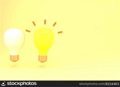 3d cartoon style minimal light bulb icon. Idea, solution, business, strategy concept. Solution and business idea. Thinking, invention symbol. 3d cartoon style minimal light bulb icon. Idea, solution, business, strategy concept. Solution and business idea. Thinking, invention symbol.