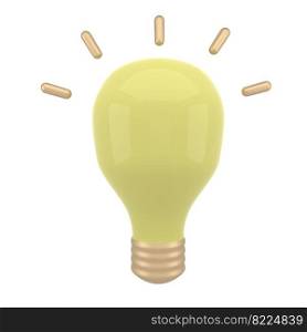 3d cartoon style minimal yellow light bulb icon. Idea, solution, business, strategy concept. Solution and business idea. Thinking, invention symbol. 3d cartoon style minimal yellow light bulb icon. Idea, solution, business, strategy concept. Solution and business idea. Thinking, invention symbol.