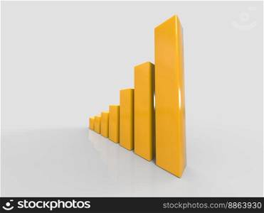 3D Chart of Exponential Growth or Compound Interest, Investment, Wealth or Earning Rising up Graph, Business Sales or Profit Increase Concept, Financial Report Graph, 3d Illustration