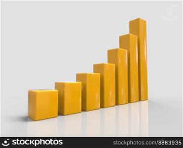 3D Chart of Exponential Growth or Compound Interest, Investment, Wealth or Earning Rising up Graph, Business Sales or Profit Increase Concept, Financial Report Graph, 3d Illustration