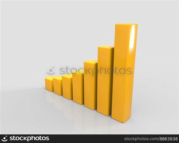 3D Chart of Exponential Growth or Compound Interest, Investment, Wealth or Earning Rising up Graph, Business Sales or Profit Increase Concept, Financial Report Graph, 3d Illustration