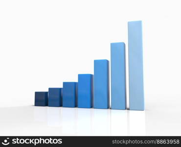 3D Chart of Exponential Growth or Compound Interest, Investment, Wealth or Earning Rising up Graph, Business Sales or Profit Increase Concept, Financial Report Graph, 3d Illustration