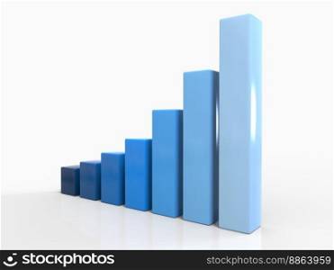 3D Chart of Exponential Growth or Compound Interest, Investment, Wealth or Earning Rising up Graph, Business Sales or Profit Increase Concept, Financial Report Graph, 3d Illustration