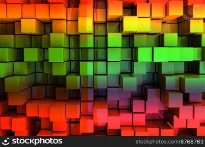 3D Colorful Blocks Abstract Background.