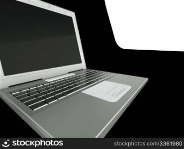 3d computer on black and white background
