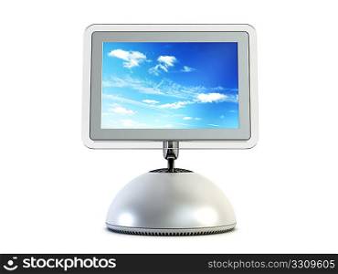 3d computer with display on white background