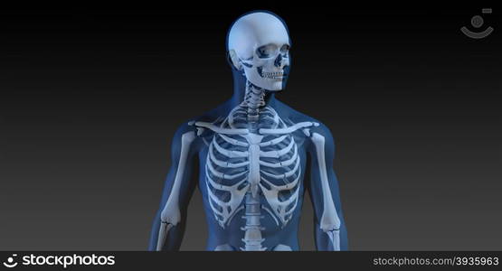 3D Concept of Human Male Body and Skeleton Running