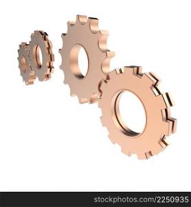 3d cooper cog gear on white background 