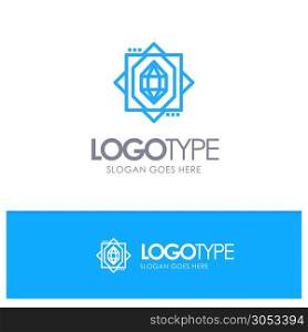 3d, Core, Forming, Design Blue Logo Line Style