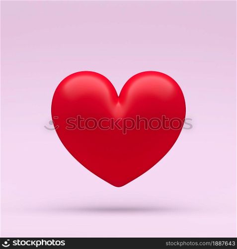 3d couple of hearts on extra light pink pastel background with clear shadow illustration. 3d render love or like.