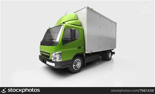 3d courier service delivery truck in studio
