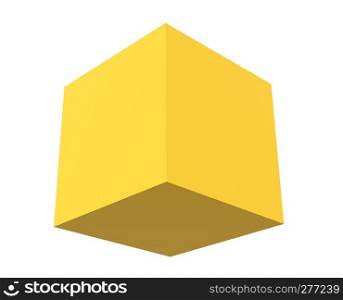 3D cube isolated on white background. 3d yellow cube.