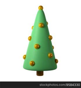 3d cute Christmas tree toy icon with golden ball render illustration with clipping path. Winter holiday icon decor.. 3d cute Christmas tree toy icon with golden ball render illustration with clipping path. Winter holiday icon decor