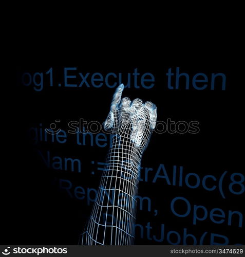 3d cyber hand execute program code