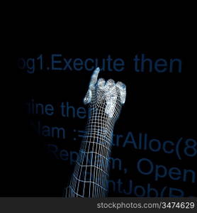 3d cyber hand execute program code