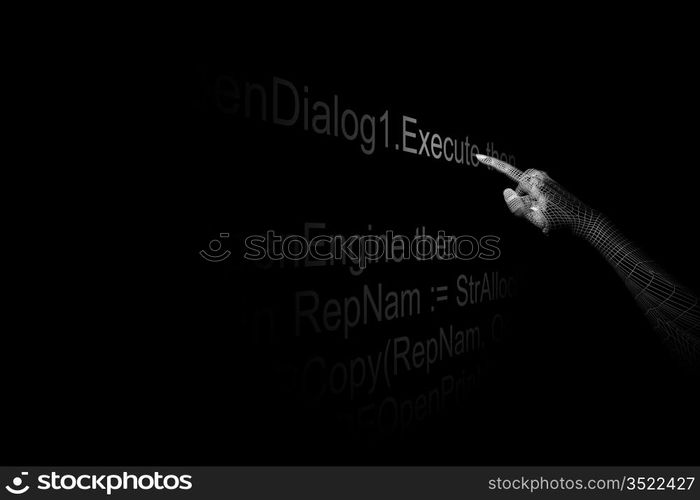 3d cyber hand execute program code