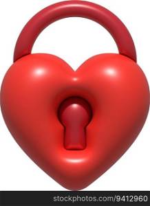 3d design of heart shaped key Data lock secure encryption privacy concept.