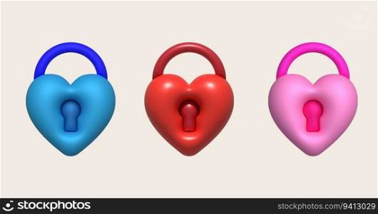 3d design of heart shaped key Data lock secure encryption privacy concept