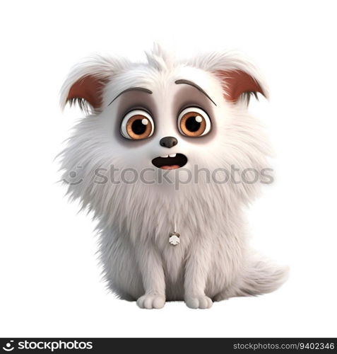 3D digital render of a cute white dog isolated on white background