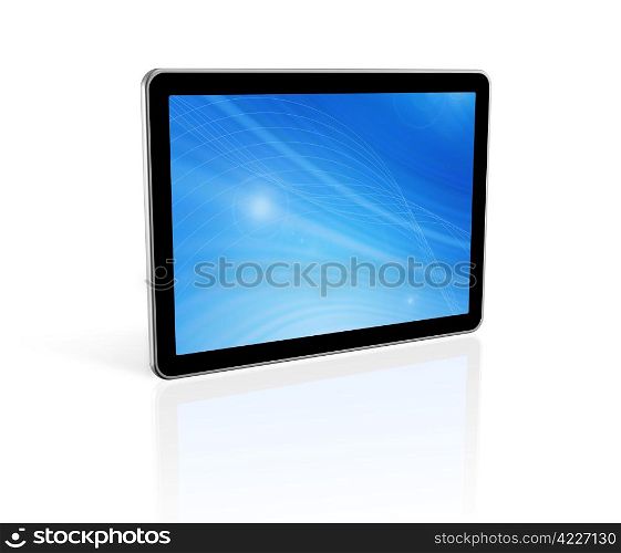 3D digital tablet pc, computer screen isolated on white. With 2 clipping paths : global scene clipping path and screen clipping path. 3D digital tablet pc