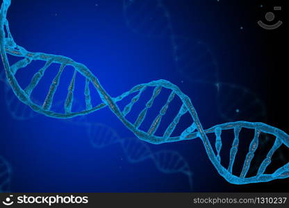 3d DNA molecules structure mesh on blue background. Science and Technology concept