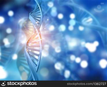 3D DNA strands on an abstract background