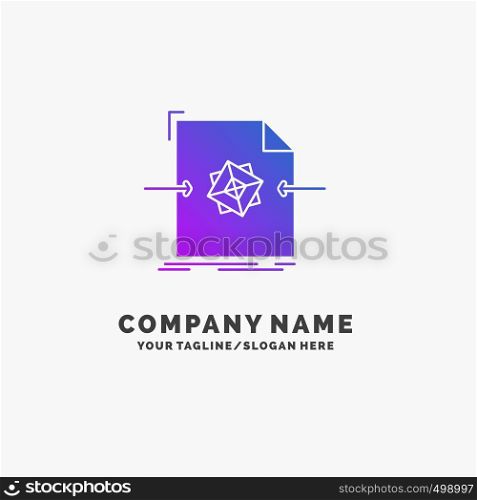 3d, document, file, object, processing Purple Business Logo Template. Place for Tagline.. Vector EPS10 Abstract Template background