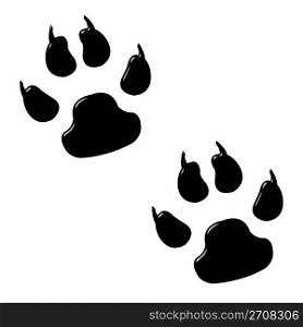 3d dog foot prints isolated in white