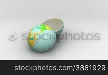 3D earth crashing on white background