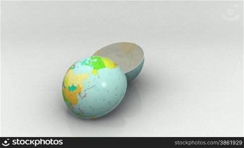 3D earth crashing on white background