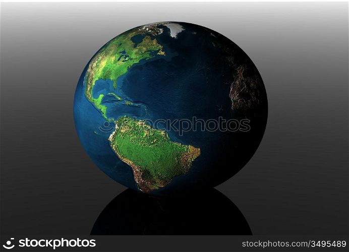 3d earth in black space