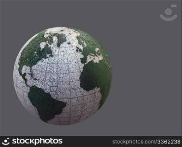 3d earth isolated on grey background