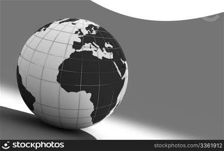 3d earth on white and grey background